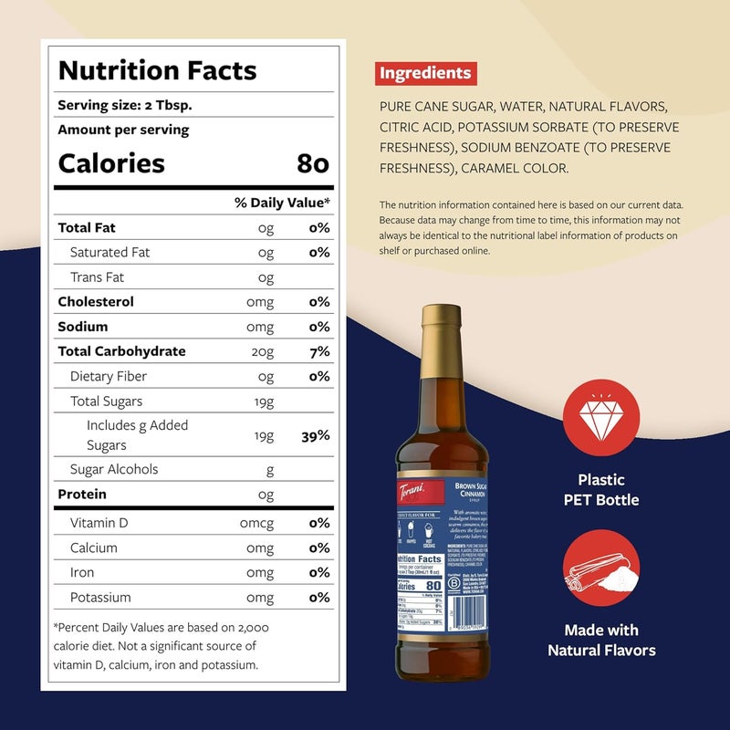 Torani Brown Sugar Cinnamon Coffee Syrup with Pump, 25.4 Fl Oz - Image 2