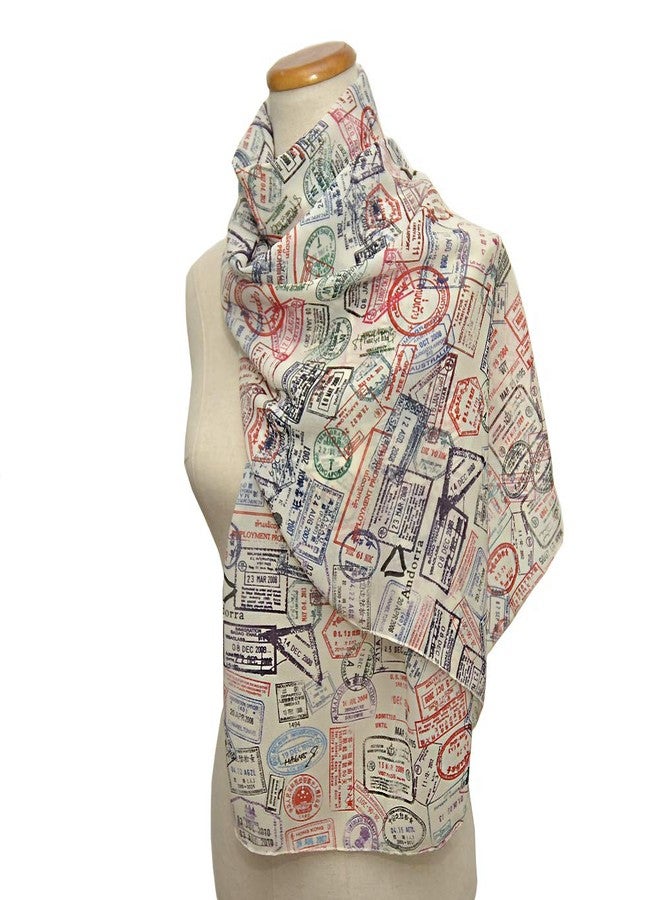 Universal Zone Traveler Chiffon Scarf.Light Chiffon scarf with Passport stamps.Flight attendant gift,Travel Agent gift.Spring Summer scarf,light scarf. - Image 4
