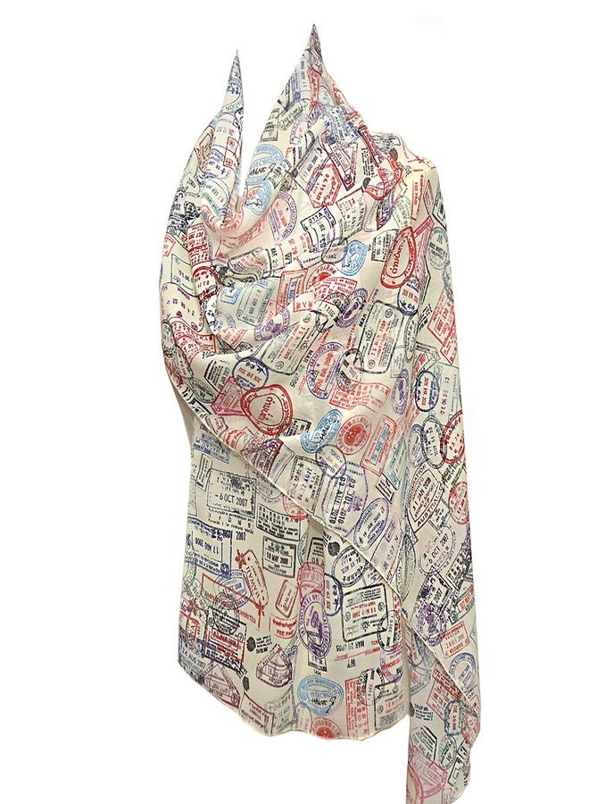 Universal Zone Traveler Chiffon Scarf.Light Chiffon scarf with Passport stamps.Flight attendant gift,Travel Agent gift.Spring Summer scarf,light scarf. - Image 1