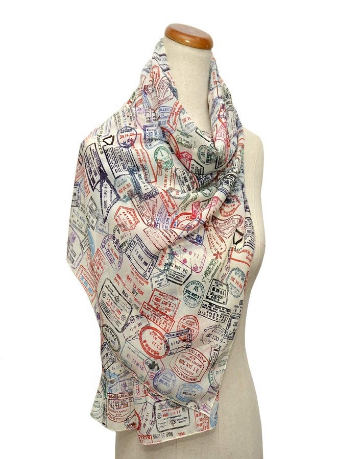 Universal Zone Traveler Chiffon Scarf.Light Chiffon scarf with Passport stamps.Flight attendant gift,Travel Agent gift.Spring Summer scarf,light scarf. - Image 3