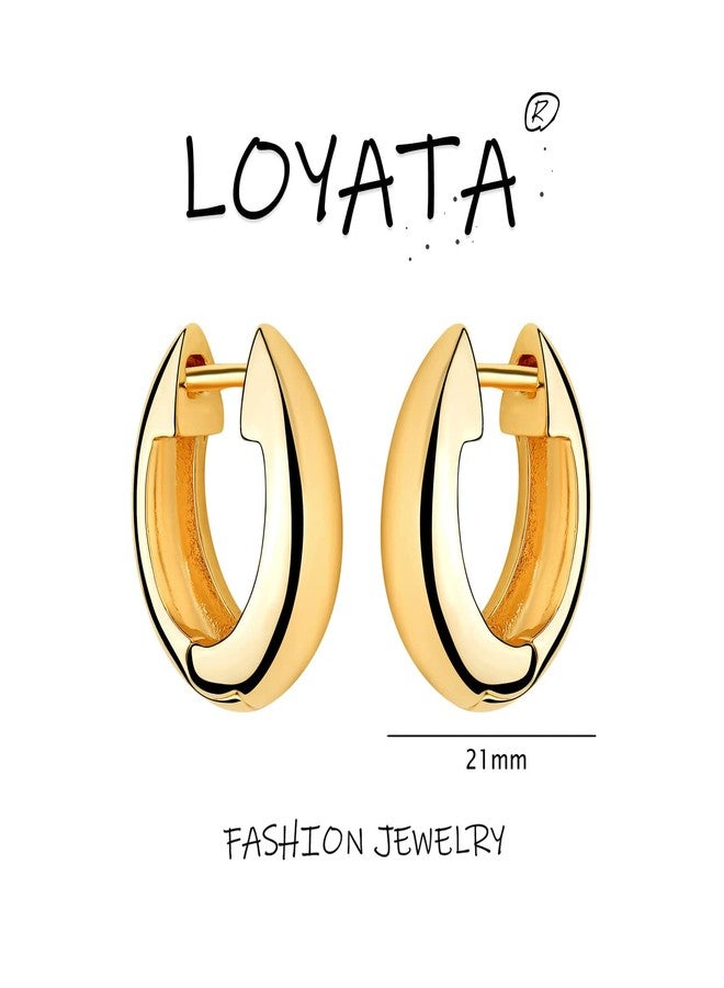 LOYATA Gold Huggie Hoop Earrings 14K Gold Plated Dainty Small Simple Hypoallergenic Jewelry Gift for Women, 21 millimeters, Metal, No Gemstone - Image 5