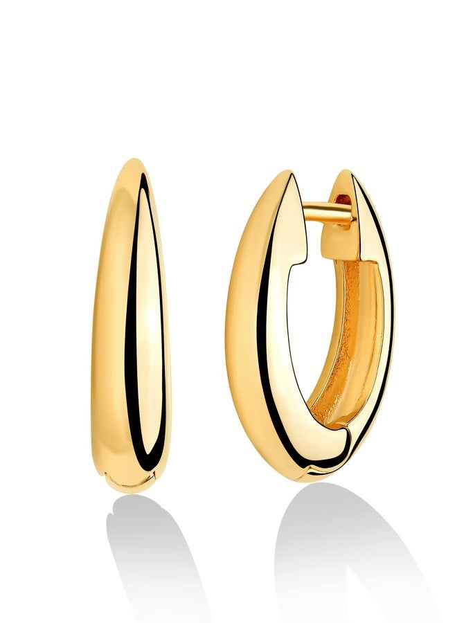 LOYATA Gold Huggie Hoop Earrings 14K Gold Plated Dainty Small Simple Hypoallergenic Jewelry Gift for Women, 21 millimeters, Metal, No Gemstone - Image 1