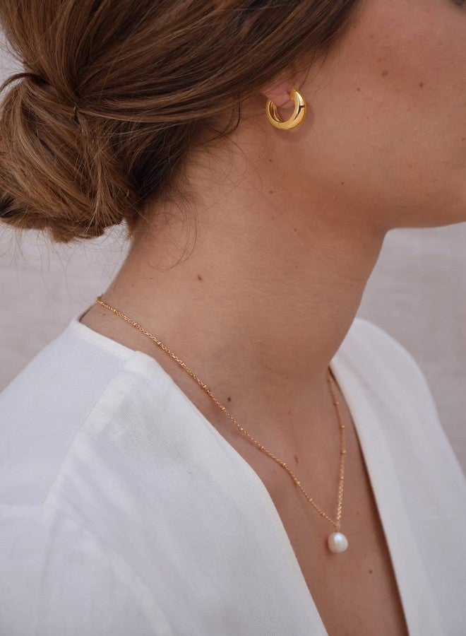 LOYATA Gold Huggie Hoop Earrings 14K Gold Plated Dainty Small Simple Hypoallergenic Jewelry Gift for Women, 21 millimeters, Metal, No Gemstone - Image 3