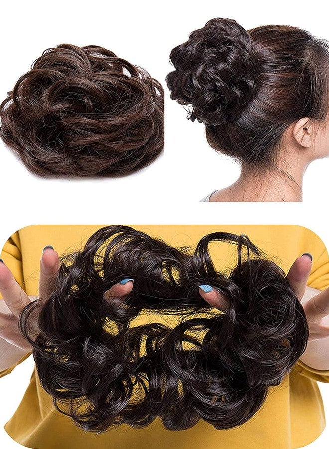 Ekan Messy Frill Bun Juda Maker For Girls And Women (Ruffal Juda Dark Brown) 2 Pcs - Image 1