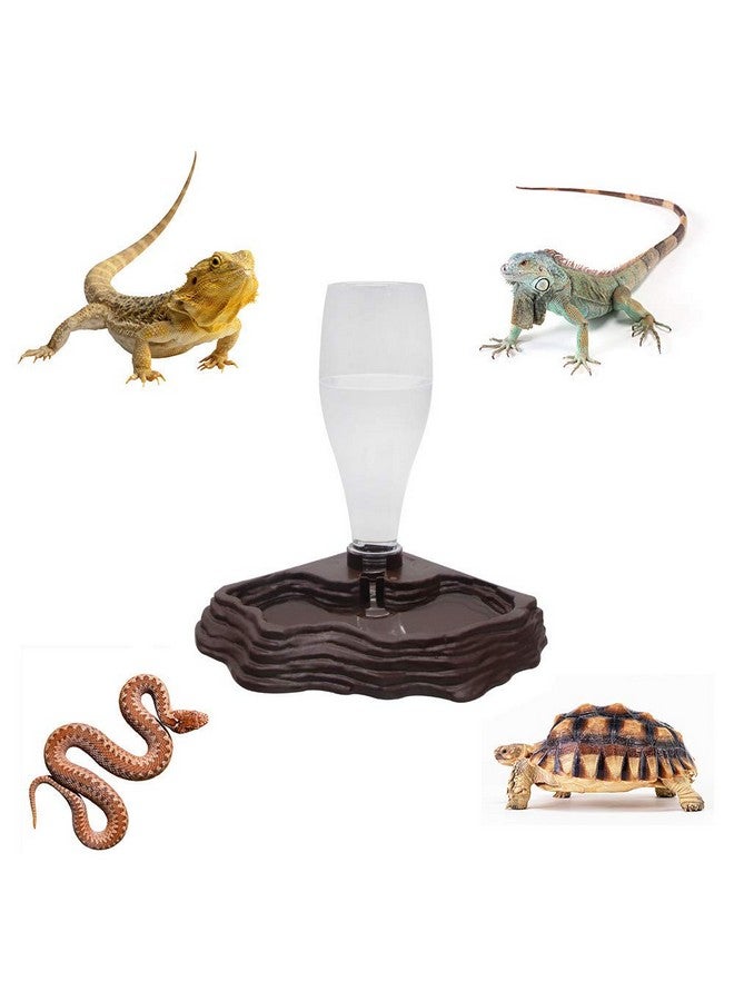 Generic Reptile Water Feeder Automatic Water Dispenser Waterer 13.5Oz Feeding Accessories For Turtle Bearded Dragons Lizards Geckos For Terrarium Tank (Brown)  - Image 2