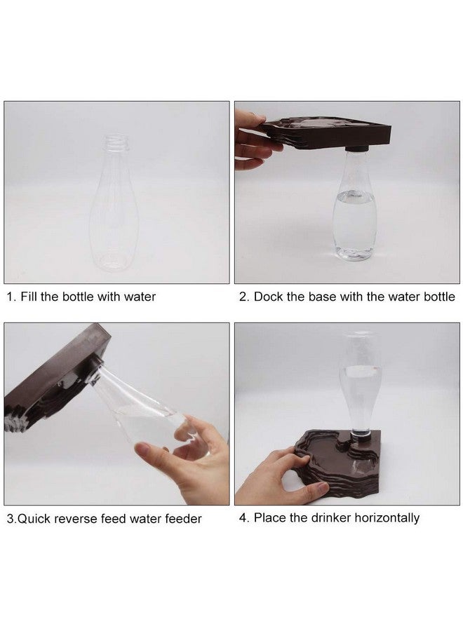 Generic Reptile Water Feeder Automatic Water Dispenser Waterer 13.5Oz Feeding Accessories For Turtle Bearded Dragons Lizards Geckos For Terrarium Tank (Brown)  - Image 4