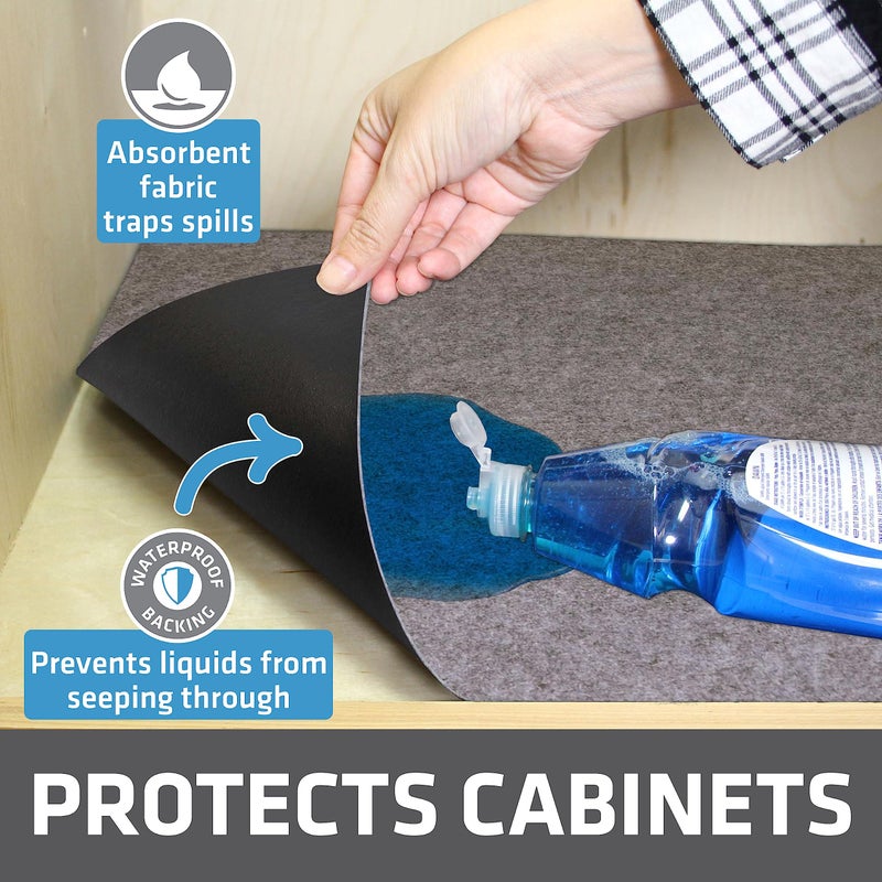 Drymate Premium Under Sink Mat, Waterproof Cabinet Protection Mats for Kitchen & Bathroom, Absorbent Shelf Liners, Slip-Resistant, Non-Adhesive, Machine Washable (USA Made)(24â€x29â€)(Light Grey) - Image 2