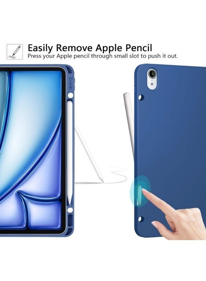 Raxoom Blue Gray Slim Trifold Case with Pencil Holder for iPad Air (13" M2, 2024) & iPad Pro (12.9", 6th/5th/4th Gen, 2022/2021/2020) - Image 2