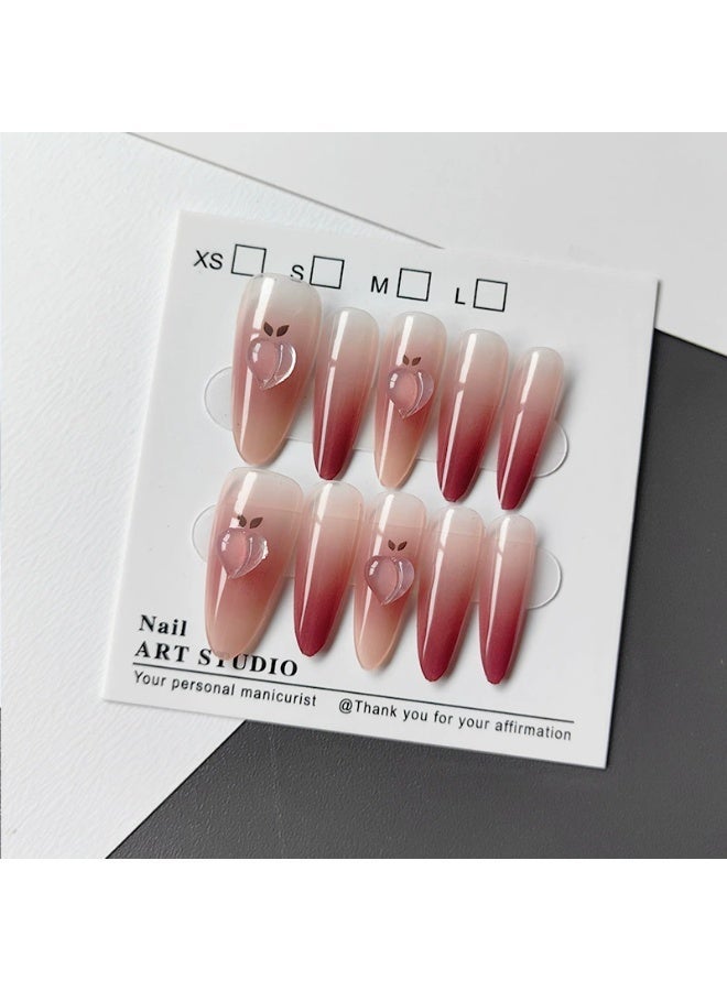 Goolsky Long Press-on Nails with Cat Eye French Star Polka Dot for Sparkling Sweetness - Image 5