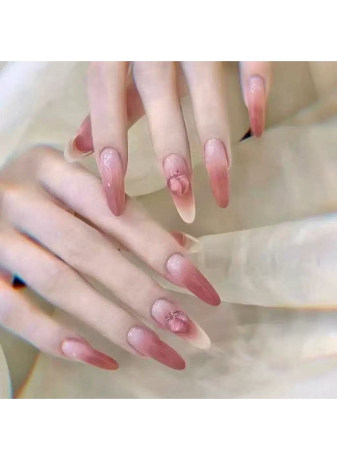 Goolsky Long Press-on Nails with Cat Eye French Star Polka Dot for Sparkling Sweetness - Image 1