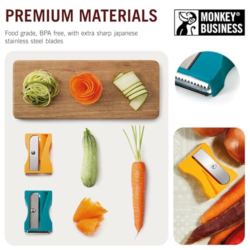 Monkey Business Julienne Peeler and Blade, Green and Turquoise - Image 5