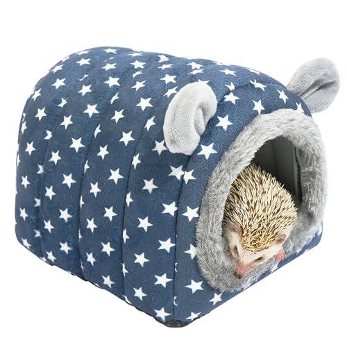 YUANST Hedgehog Bed Cave Hideout Hedgehog Accessories Hedgehog House, Hamster Small Animals Cage Supplies Warm House (Blue) - Image 1
