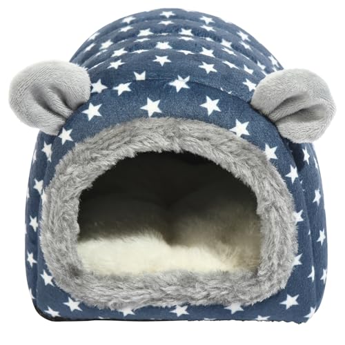 YUANST Hedgehog Bed Cave Hideout Hedgehog Accessories Hedgehog House, Hamster Small Animals Cage Supplies Warm House (Blue) - Image 4