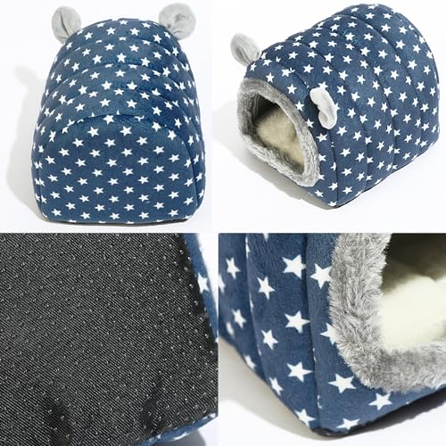 YUANST Hedgehog Bed Cave Hideout Hedgehog Accessories Hedgehog House, Hamster Small Animals Cage Supplies Warm House (Blue) - Image 3