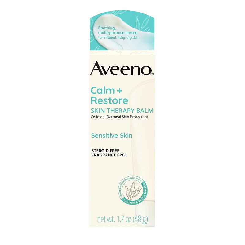 Aveeno Calm + Restore Skin Therapy Balm, Soothing & Moisturizing Skin Protectant for Sensitive Skin, Colloidal Oatmeal & Ceramide to Help Fight Dry Skin, Fragrance- & Steroid-Free, 1.7 oz - Image 1