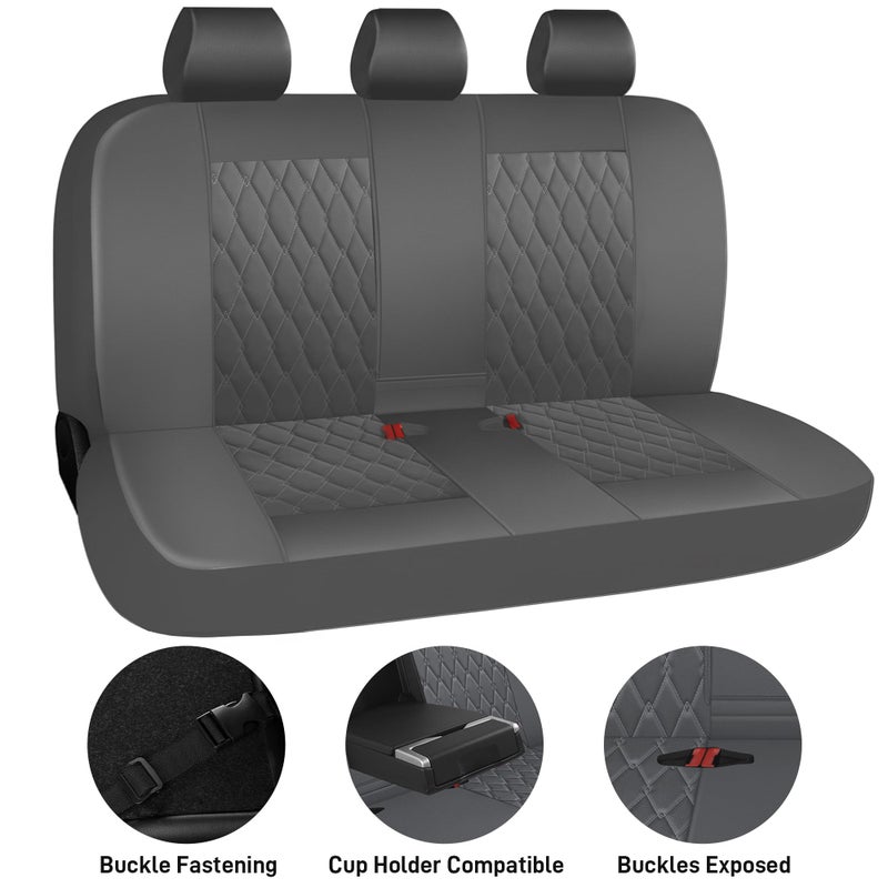 CAROMOP Faux Leather Car Seat Covers Full Set,Luxury and Comfortable Covers for Cars,Split Bench Compatible Car Interior Covers,Universal Fit for Suvs,Vans,Trucks,Airbag Compatible(5-Seat Grey) - Image 4
