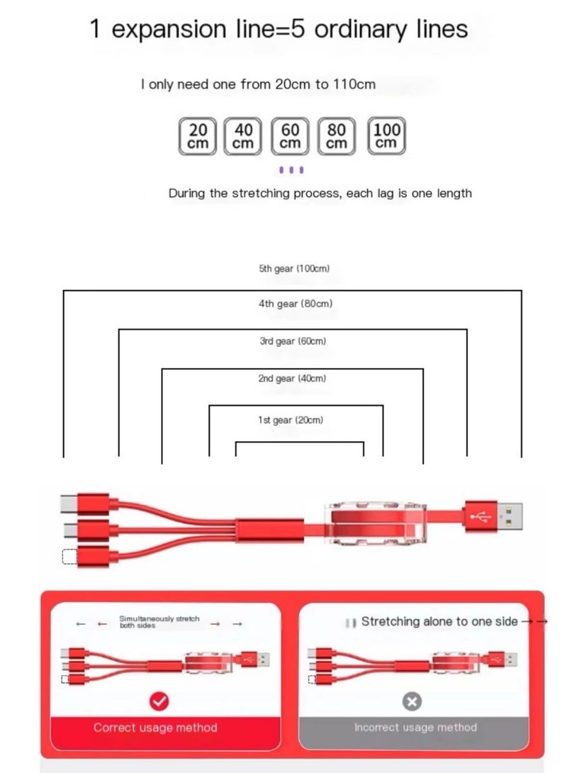Gold, 3 in 1 Fast Charging Cable, 2.4A, charging for iPhone 15 Pro Max, iPhone 15/15 Plus, iPad Pro, and MacBook/Huawei/Samsung and More - Image 3