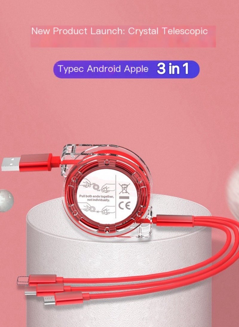 Gold, 3 in 1 Fast Charging Cable, 2.4A, charging for iPhone 15 Pro Max, iPhone 15/15 Plus, iPad Pro, and MacBook/Huawei/Samsung and More - Image 2