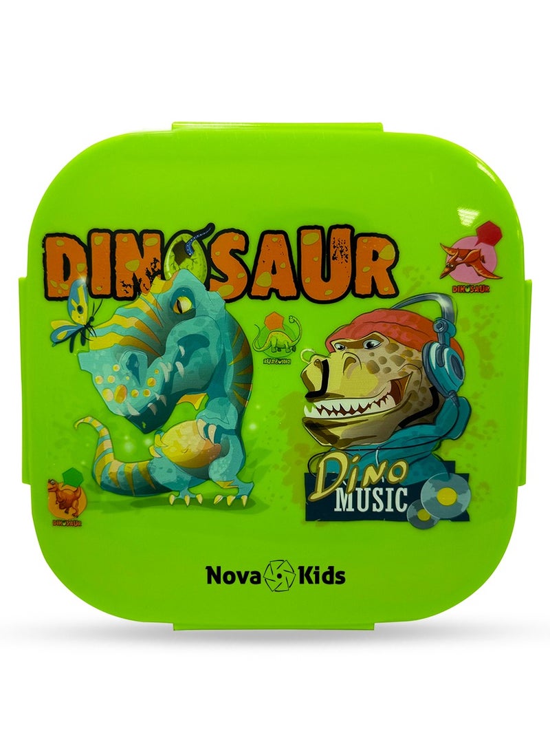 Nova kids صندوق غداء بنتو، مربع 1000 مل - أخضر دينو - Image 1