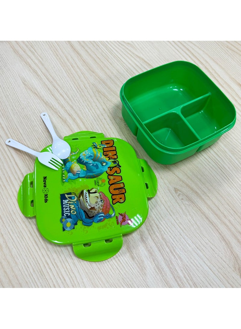 Nova kids صندوق غداء بنتو، مربع 1000 مل - أخضر دينو - Image 5