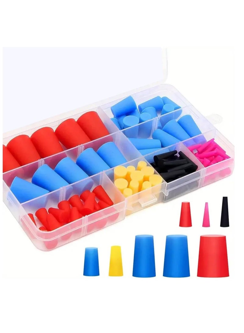 GNAFOTU 110PCS Silicone Rubber Tapered Plug Assortment Kit, 8 Size Rubber Plug Assortment Kit, High-Temperature Resistant Rubber Stoppers, Rubber Bungs for Holes Powder Coatings Anodizing Painting - Image 1