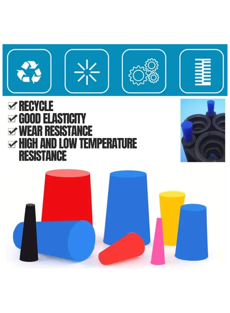 GNAFOTU 110PCS Silicone Rubber Tapered Plug Assortment Kit, 8 Size Rubber Plug Assortment Kit, High-Temperature Resistant Rubber Stoppers, Rubber Bungs for Holes Powder Coatings Anodizing Painting - Image 2
