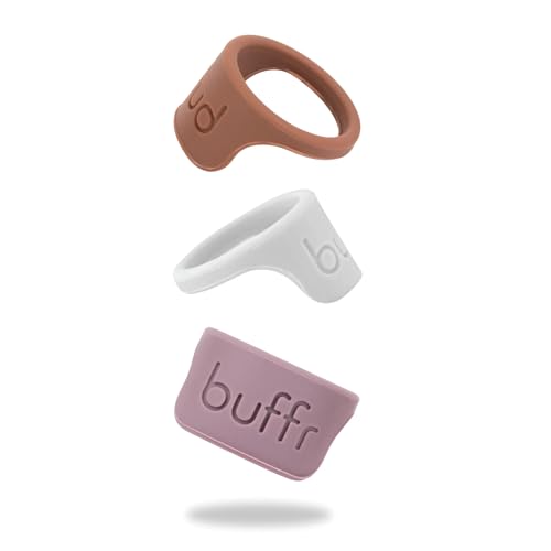 BUFFR Silicone Ring Protector for Working Out – Wedding Ring Protector – Rubber Ring Guard for Women - Purple, Mocha, Grey (3 Pack) - Size 6 - Image 1