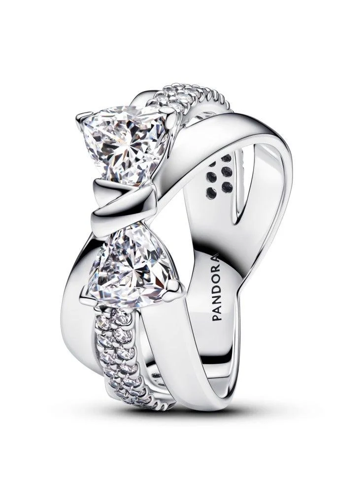Sparkling Bow Crossover Ring