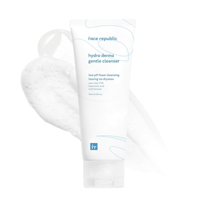 Face Republic Hydro Derma Gentle Cleanser 100ml 338 fl oz  Extra Gentle Foam  Ceramide NP Hyaluronic Acids Panthenol For Sensitive Skin  Vegan Korean Skin Care