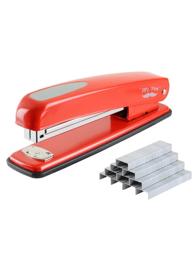 مستر. بين - دباسة مع دبابيس، دباسة حمراء، 1000 دبوس، دباسة للمكتب، دباسة مكتب، دباسة مكتبية، دباسة معدنية، دباسة قياسية، دباسة ودباسة، مستلزمات دباسة مكتبية - Image 1