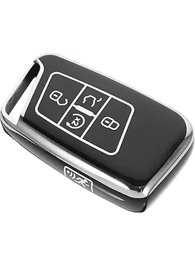 5 Button Black TPU Car Key Fob Cover Case Protector with Keychain for Auto Accessories - Image 1