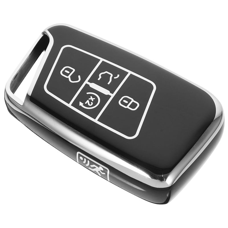 5 Button Black TPU Car Key Fob Cover Case Protector with Keychain for Auto Accessories - Image 2