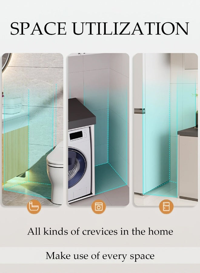 DUNISO عربة تخزين رفيعة متعددة الوظائف بثلاثة مستويات مع مقبض وعجلات دوارة منظمة قابلة للسحب مع مقابض مريحة وعجلات صامتة بزاوية 360° تصميم عصري أنيق موفر للمساحة عربة تخزين بيضاء لغرفة المعيشة، غرفة النوم، الشرفة، المكتب، المطبخ - Image 5