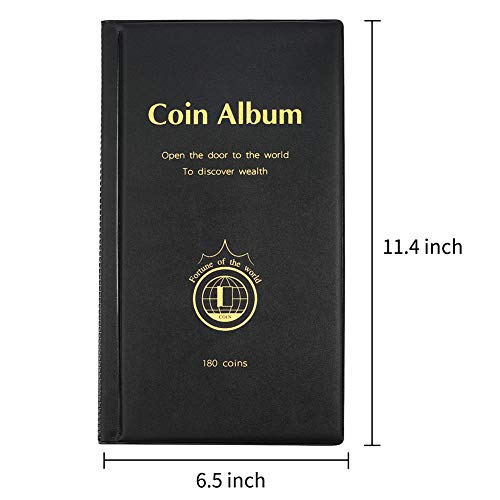 AITIME 180 Pockets Coin Collection Supplies - Coin Collecting Holders Book Album for Collectors, Collector Album Storage Suitable for Coin Diameter Less Than 1.66 Inches (Black) - Image 4