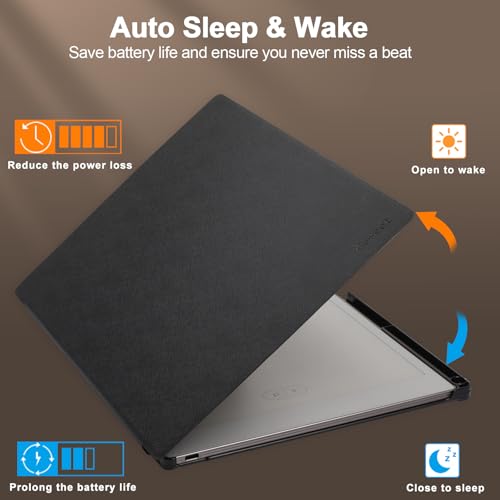 Caweet Stand Case for Remarkable Paper Pro 11.8 Inch 2024, Hard Back Shell Protective Auto Sleep/Wake Book Folio Cover with Pen Holder and Hand Strap, Black - Image 4