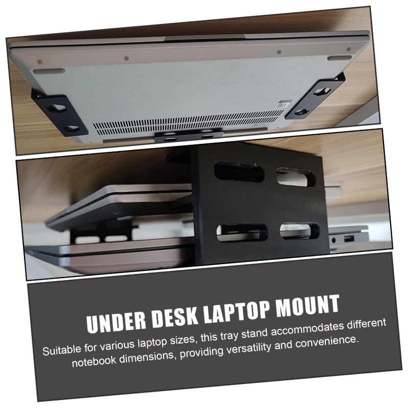 Double Layer Under Desk Mount Metal Storage Stand For Laptop Keyboard And Cables - Image 3