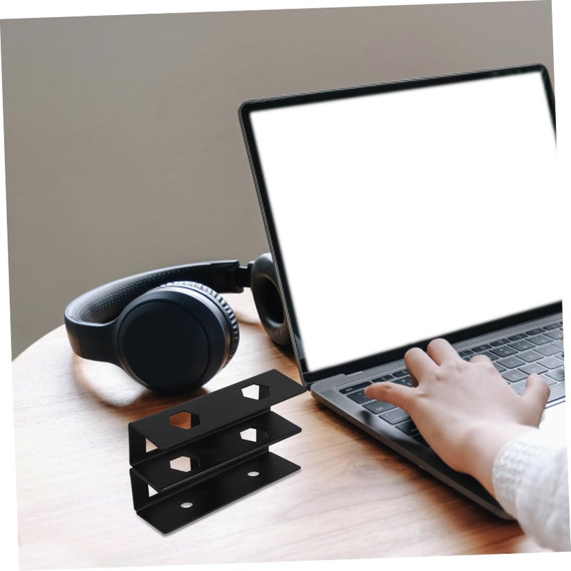 Double Layer Under Desk Mount Metal Storage Stand For Laptop Keyboard And Cables - Image 5