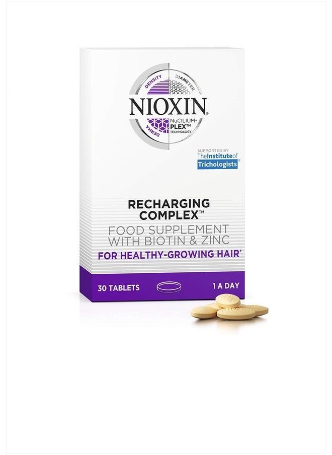 Nioxin Recharging Complex, Daily Vitamin for Healthy Hair, Nails and Skin, Biotin, Zinc & Iron, Non-GMO & Gluten Free, 30 Count  - Image 1
