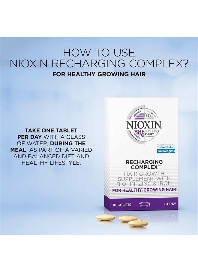 Nioxin Recharging Complex, Daily Vitamin for Healthy Hair, Nails and Skin, Biotin, Zinc & Iron, Non-GMO & Gluten Free, 30 Count  - Image 2