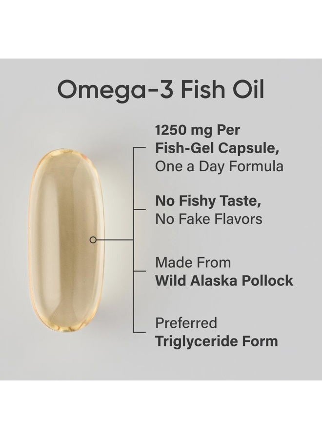 Celox Triple Strength Omega 3 Fish Oil - Burpless Fish Oil Supplement w/EPA & DHA Fatty Acids from Single-Source Wild Alaskan Pollock - 1250 mg, 180 ct - Image 2