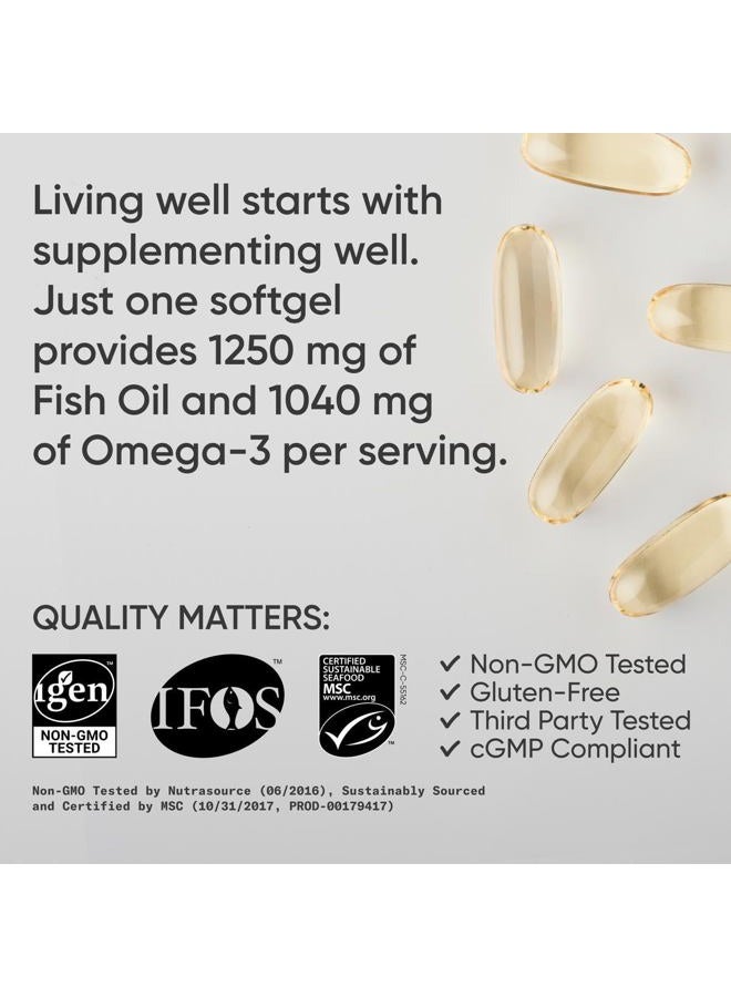 Celox Triple Strength Omega 3 Fish Oil - Burpless Fish Oil Supplement w/EPA & DHA Fatty Acids from Single-Source Wild Alaskan Pollock - 1250 mg, 180 ct - Image 4