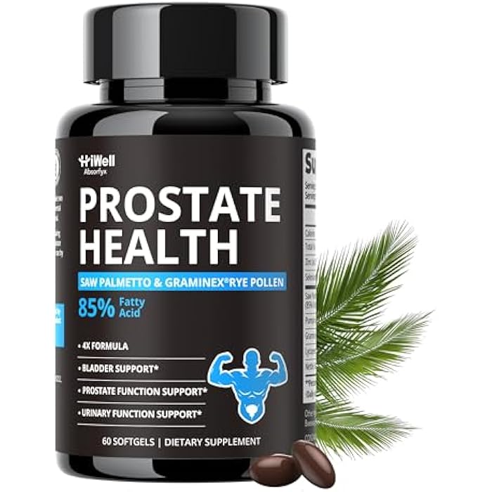 HiWell Absorfyx Prostate Health Supplements for Men, Pharmaceutical Grade – Saw Palmetto for Men, Pumpkin Seed Oil – Graminex – DHT Blocker for Urinary Tract, Bladder & Hair Support – 60 Softgels - Image 1
