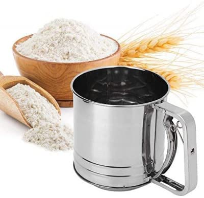 NVF Baking Stainless Steel Shaker Sieve Cup Manual Flour Sifter with Measuring Scale Mark for Flour Icing Sugar - Image 4