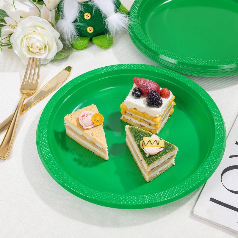 WELLIFE Green Party Plates 10 Inch -150 Count  Disposable Plastic Dinner Plates for Party St. Patrick's Day Easter Christmas - Image 1