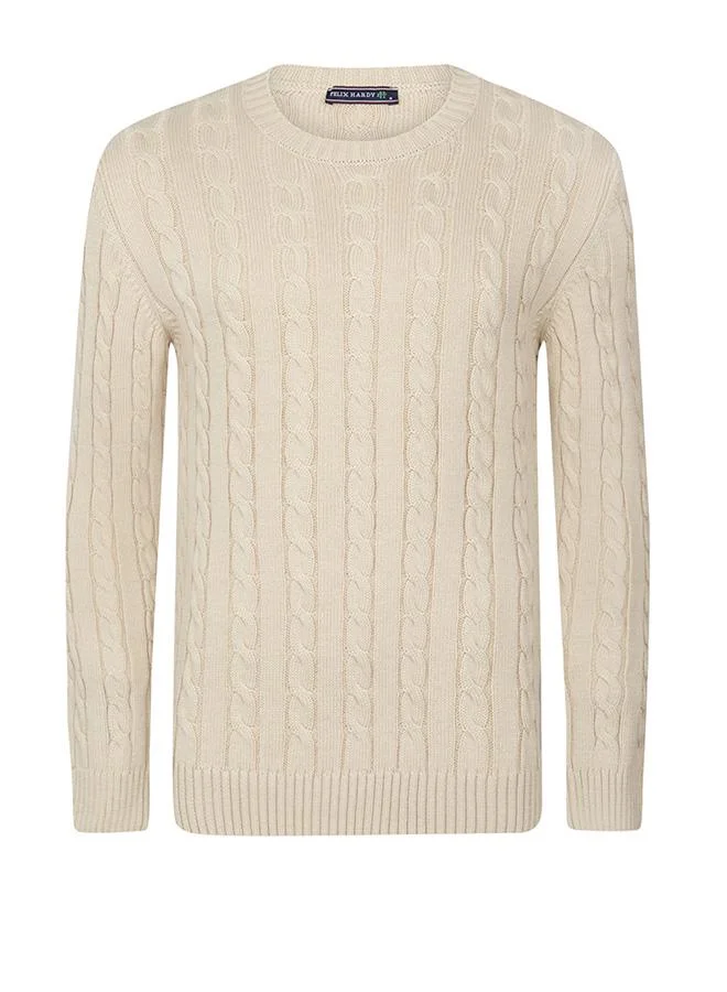FELIX HARDY Cable Knit Crew Neck Pullover