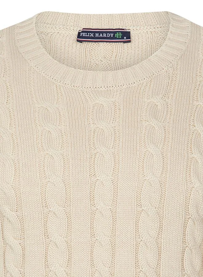 FELIX HARDY Cable Knit Crew Neck Pullover