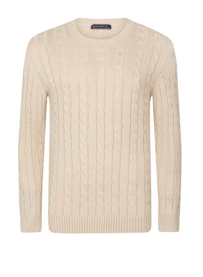 FELIX HARDY Cable Knit Crew Neck Pullover
