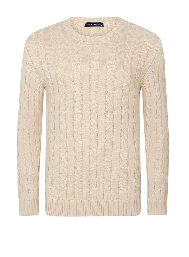 FELIX HARDY Cable Knit Crew Neck Pullover