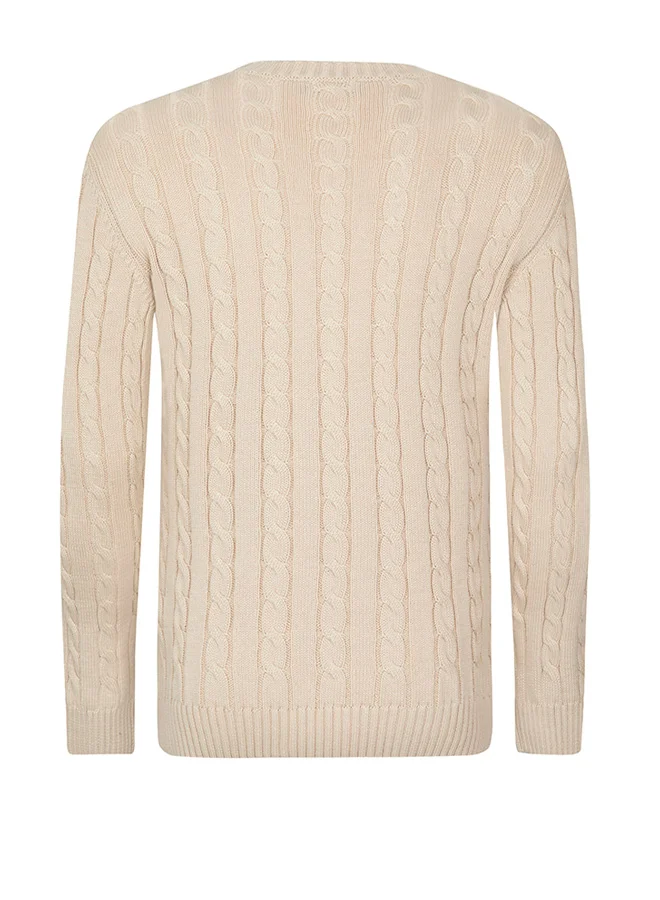 FELIX HARDY Cable Knit Crew Neck Pullover
