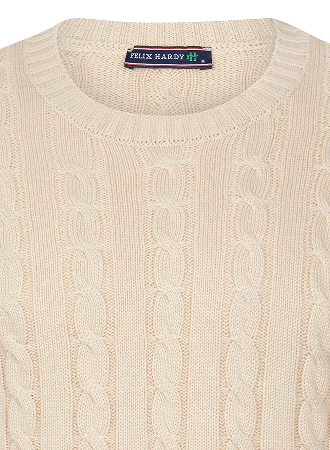 FELIX HARDY Cable Knit Crew Neck Pullover